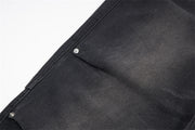 Distressed Washed Denim Loose Trousers For Men