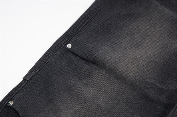 Distressed Washed Denim Loose Trousers For Men