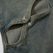Ripped Hollow-out Denim Trousers For Men