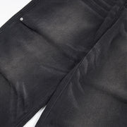 Distressed Washed Denim Loose Trousers For Men