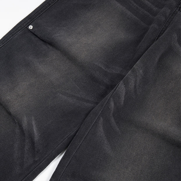 Distressed Washed Denim Loose Trousers For Men