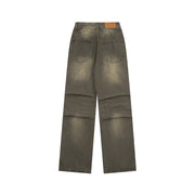 Distressed Washed Denim Loose Trousers For Men
