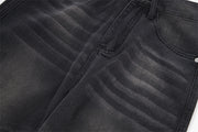 Distressed Washed Denim Loose Trousers For Men