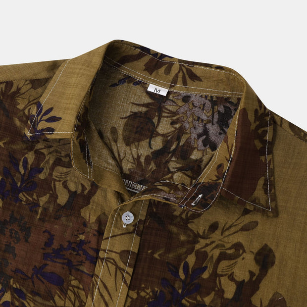 Floral Lapel Shirt For Men