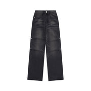 Distressed Washed Denim Loose Trousers For Men